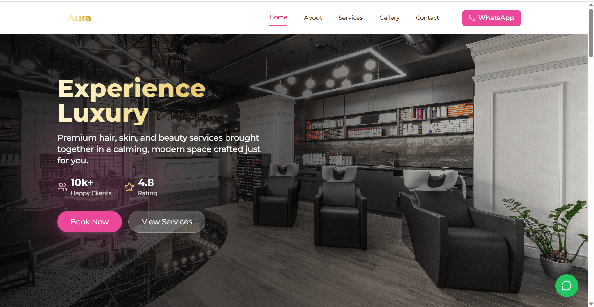 Aura Beauty Lounge website